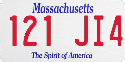 MA license plate 121JI4