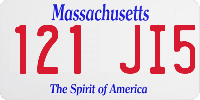 MA license plate 121JI5