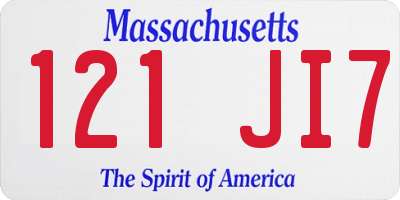 MA license plate 121JI7