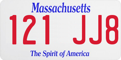 MA license plate 121JJ8