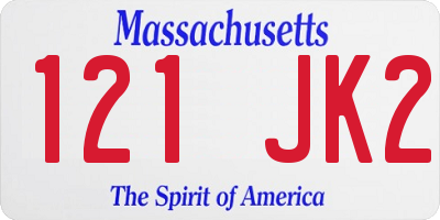 MA license plate 121JK2