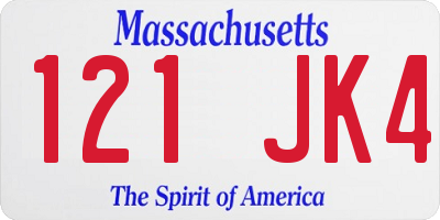 MA license plate 121JK4