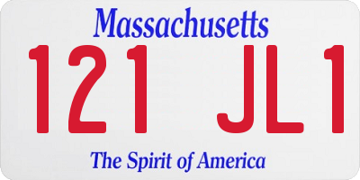 MA license plate 121JL1