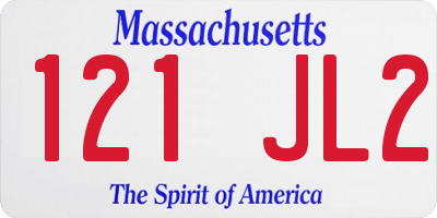 MA license plate 121JL2