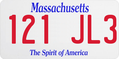 MA license plate 121JL3