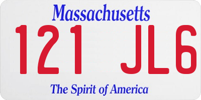 MA license plate 121JL6