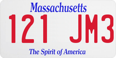 MA license plate 121JM3