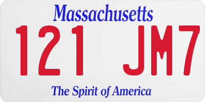 MA license plate 121JM7