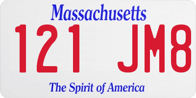 MA license plate 121JM8