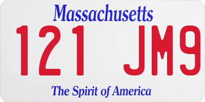 MA license plate 121JM9