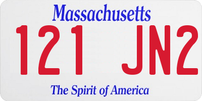 MA license plate 121JN2