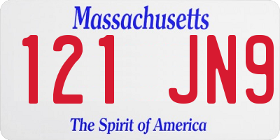 MA license plate 121JN9