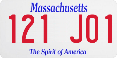 MA license plate 121JO1