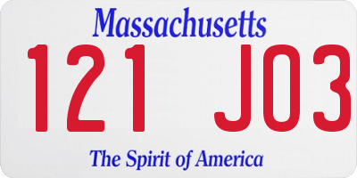 MA license plate 121JO3