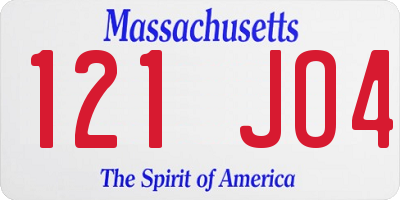 MA license plate 121JO4