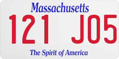MA license plate 121JO5
