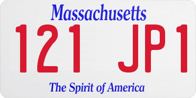 MA license plate 121JP1