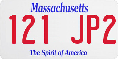 MA license plate 121JP2