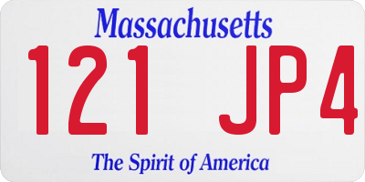 MA license plate 121JP4