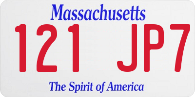 MA license plate 121JP7