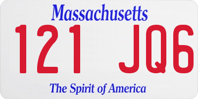 MA license plate 121JQ6