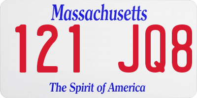 MA license plate 121JQ8