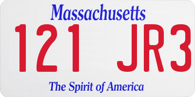 MA license plate 121JR3