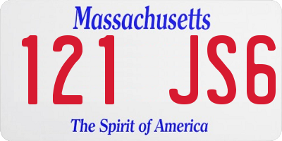 MA license plate 121JS6