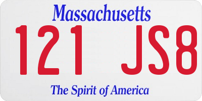 MA license plate 121JS8