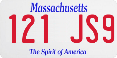 MA license plate 121JS9