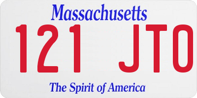 MA license plate 121JT0