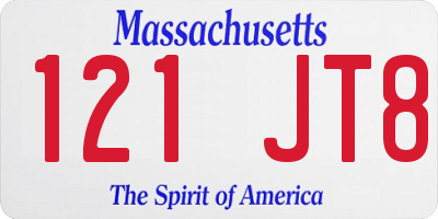 MA license plate 121JT8