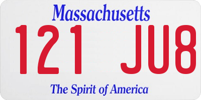 MA license plate 121JU8