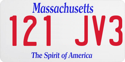 MA license plate 121JV3