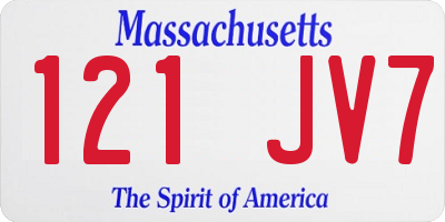 MA license plate 121JV7