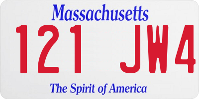 MA license plate 121JW4