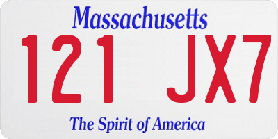 MA license plate 121JX7