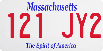 MA license plate 121JY2