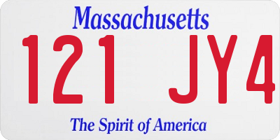 MA license plate 121JY4