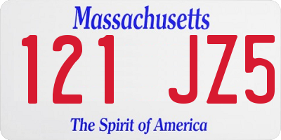 MA license plate 121JZ5