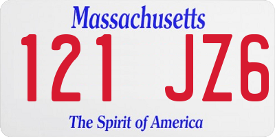 MA license plate 121JZ6