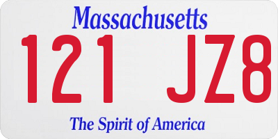 MA license plate 121JZ8