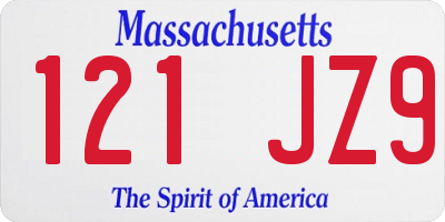 MA license plate 121JZ9