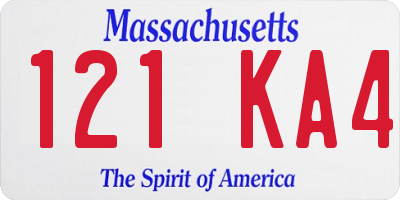 MA license plate 121KA4