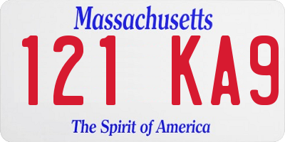 MA license plate 121KA9