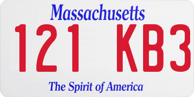 MA license plate 121KB3