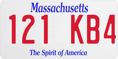MA license plate 121KB4