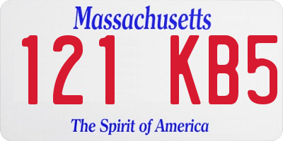 MA license plate 121KB5