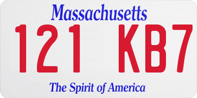 MA license plate 121KB7