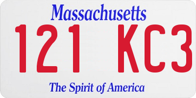 MA license plate 121KC3